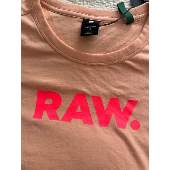 G Star Raw NWT tshirt peach with florescent XS - Picture 1 of 2